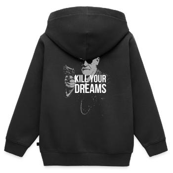 Sigmund Freud avec une arme et une citation inspirante - Sweat Premium à capuche zippé enfant bio - noir - Dos - AI Model Kid Male (0cm)