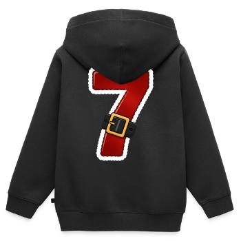 Sept rouges avec ceinture - Sweat Premium à capuche zippé enfant bio - noir - Dos - AI Model Kid Male (0cm)