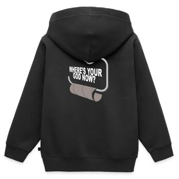 Wo ist dein Gott - Kinder Premium Organic Zip Hoodie - Schwarz - Hinten - AI Model Kid Male (0cm)