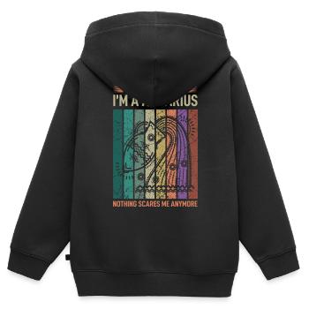 Sternzeichen Wassermann - Kinder Premium Organic Zip Hoodie - Schwarz - Hinten - AI Model Kid Male (0cm)