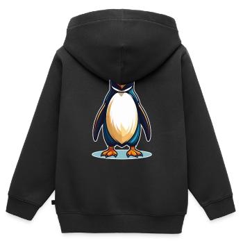 Cooler Pinguin – Süß, frech und sympathisch - Kinder Premium Organic Zip Hoodie - Schwarz - Hinten - AI Model Kid Male (0cm)