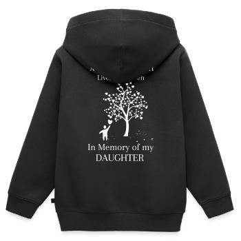 In memory of my daughter - Kids Premium Organic Zip-up Hoodie - black - Back - AI Model Kid Male (0cm)