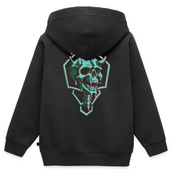 Neon Totenschädel im Sechseck - Kinder Premium Organic Zip Hoodie - Schwarz - Hinten - AI Model Kid Male (0cm)