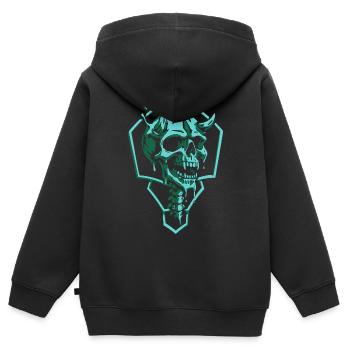 Zerrissener Smaragdschädel - Kinder Premium Organic Zip Hoodie - Schwarz - Hinten - AI Model Kid Male (0cm)