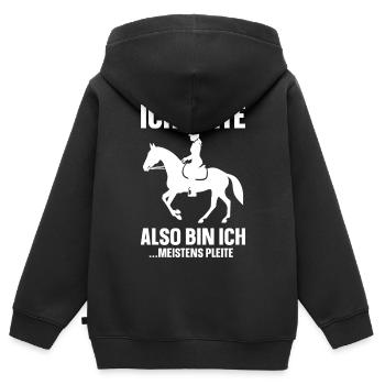 Ich reite also bin ich  ...meistens Pleite - Kinder Premium Organic Zip Hoodie - Schwarz - Hinten - AI Model Kid Male (0cm)