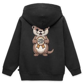 Auszeichnung für Otter-Fans - Kinder Premium Organic Zip Hoodie - Schwarz - Hinten - AI Model Kid Male (0cm)