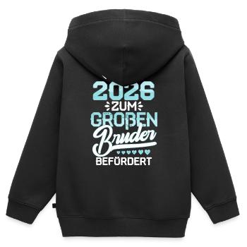 Großer Bruder 2026 Schwangerschaft Baby - Kinder Premium Organic Zip Hoodie - Schwarz - Hinten - AI Model Kid Male (0cm)