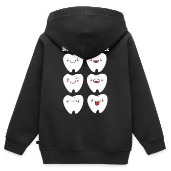 Dentiste réceptionniste - Sweat Premium à capuche zippé enfant bio - noir - Dos - AI Model Kid Male (0cm)