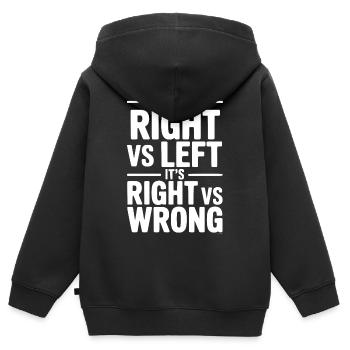 Es ist nicht rechts gegen links, sondern richtig gegen falsch - Kinder Premium Organic Zip Hoodie - Schwarz - Hinten - AI Model Kid Male (0cm)