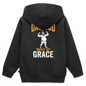 Dad Bod Built By Grace Jesus Christlicher Papa - Kinder Premium Organic Zip Hoodie - Schwarz - Hinten - AI Model Kid Male (0cm)