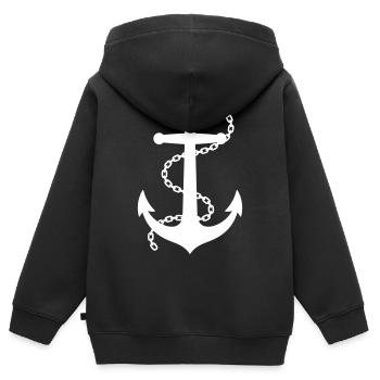 Ancre - Sweat Premium à capuche zippé enfant bio - noir - Dos - AI Model Kid Male (0cm)