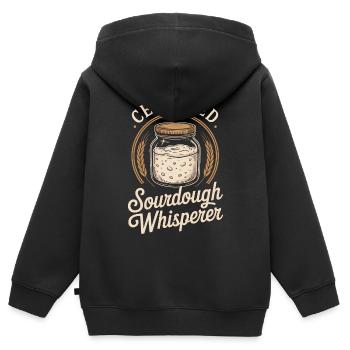 Sauerteig-Flüsterer-Krug-Abzeichen - Kinder Premium Organic Zip Hoodie - Schwarz - Hinten - AI Model Kid Male (0cm)
