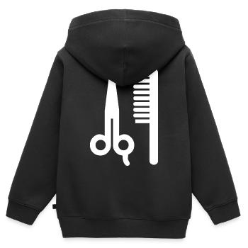 Friseur - Kinder Premium Organic Zip Hoodie - Schwarz - Hinten - AI Model Kid Male (0cm)