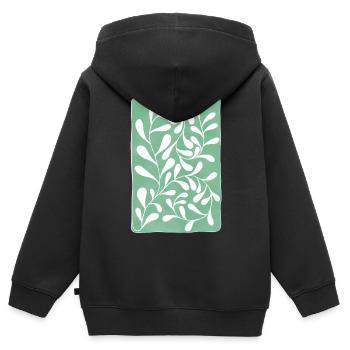 Feuilles d’eucalyptus - Sweat Premium à capuche zippé enfant bio - noir - Dos - AI Model Kid Male (0cm)