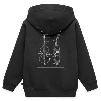 Blueprint Double Bass Illustration - Kids Premium Organic Zip-up Hoodie - black - Back - AI Model Kid Male (0cm)