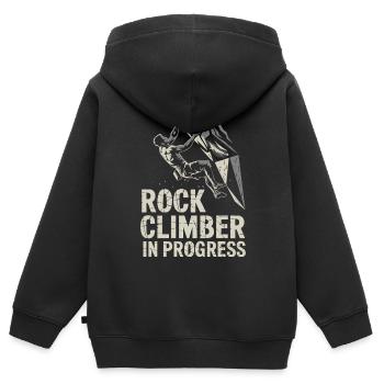 Grimpeur de paroi rocheuse en construction - Sweat Premium à capuche zippé enfant bio - noir - Dos - AI Model Kid Male (0cm)