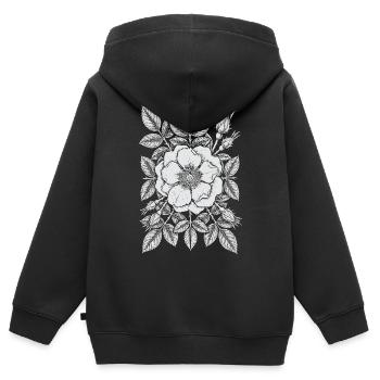 Fleurs de rose sauvage - Sweat Premium à capuche zippé enfant bio - noir - Dos - AI Model Kid Male (0cm)