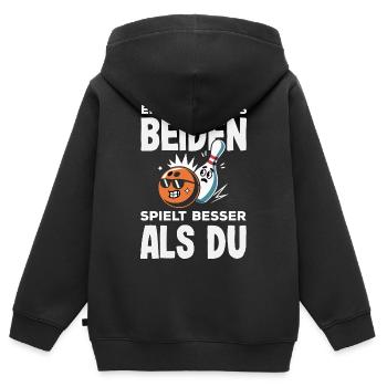 Einer Spielt Besser Bowling - Kinder Premium Organic Zip Hoodie - Schwarz - Hinten - AI Model Kid Male (0cm)