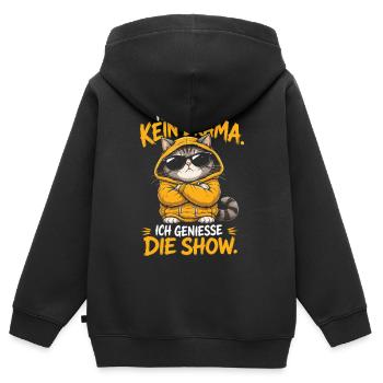 Kein Drama Die Show Lustige Katze Spruch - Kinder Premium Organic Zip Hoodie - Schwarz - Hinten - AI Model Kid Male (0cm)
