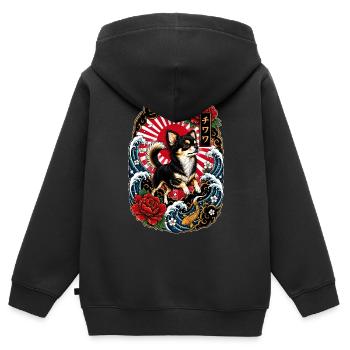 Chihuahua im japanischen Tattoo Style - Kinder Premium Organic Zip Hoodie - Schwarz - Hinten - AI Model Kid Male (0cm)