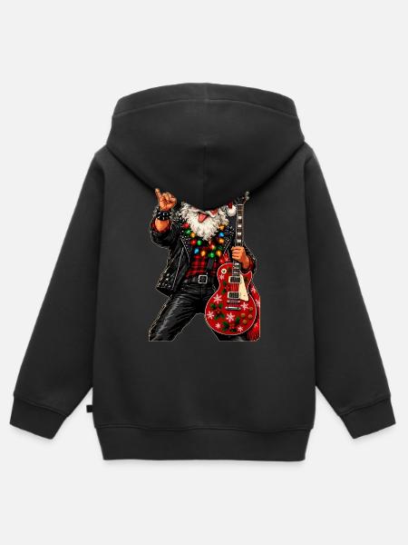 Weihnachtsrocker mit roter Gitarre - Kinder Premium Organic Zip Hoodie - Schwarz