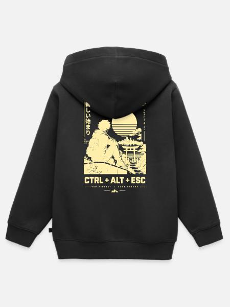 Sonnenuntergangssilhouette CTRL ALT ESC - Kinder Premium Organic Zip Hoodie - Schwarz