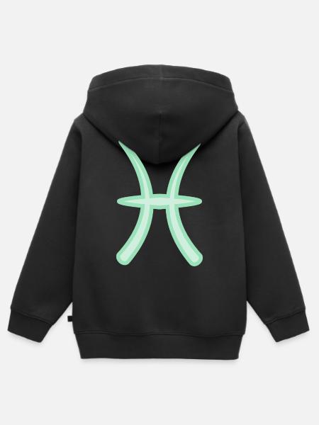 Fische-Tierkreiszeichen Pastellgrün - Kinder Premium Organic Zip Hoodie - Schwarz