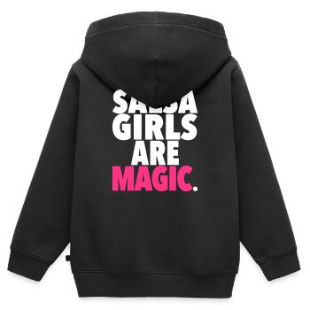 SALSA GIRLS ARE MAGIC - Salsa Dance Fashion - Kinder Premium Organic Zip Hoodie - Schwarz - Hinten - AI Model Kid Male (0cm)
