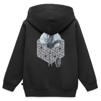 coquelicot noir et blanc avec hexagone en arrière-plan - Sweat Premium à capuche zippé enfant bio - noir - Dos - AI Model Kid Male (0cm)