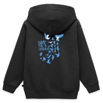 tauben,vögel,vogelschwarm,Free Uyghur,uiguren - Kinder Premium Organic Zip Hoodie - Schwarz - Hinten - AI Model Kid Male (0cm)