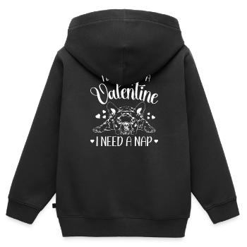 Französische Bulldogge Valentine Hunde Wilsigns - Kinder Premium Organic Zip Hoodie - Schwarz - Hinten - AI Model Kid Male (0cm)
