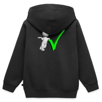 3D figure with green check mark - Kids Premium Organic Zip-up Hoodie - black - Back - AI Model Kid Male (0cm)
