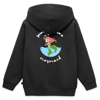 Sirène Sirène nageant bébé nageant - Sweat Premium à capuche zippé enfant bio - noir - Dos - AI Model Kid Male (0cm)