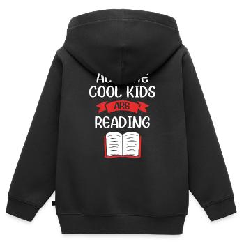 Leseratte Lesen Grundschule Grundschullehrer - Kinder Premium Organic Zip Hoodie - Schwarz - Hinten - AI Model Kid Male (0cm)