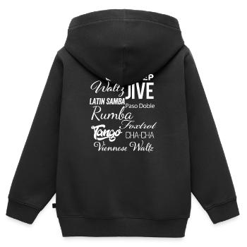 Ballroom Dance Words - Waltz Tango Foxtrot Cha Cha - Kids Premium Organic Zip-up Hoodie - black - Back - AI Model Kid Male (0cm)