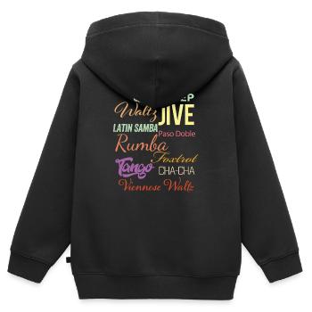 Ballroom Dance Words - Waltz Jive Samba Paso Doble - Kids Premium Organic Zip-up Hoodie - black - Back - AI Model Kid Male (0cm)