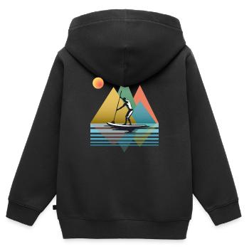 SUP Herren - Kinder Premium Organic Zip Hoodie - Schwarz - Hinten - AI Model Kid Male (0cm)