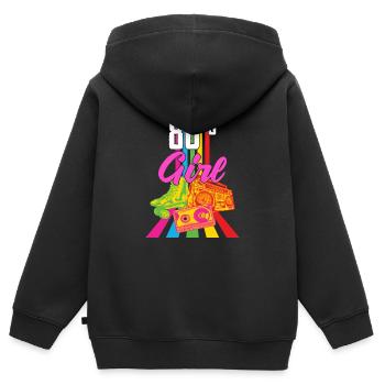80er - 80er Jahre Mädchen - Kinder Premium Organic Zip Hoodie - Schwarz - Hinten - AI Model Kid Male (0cm)