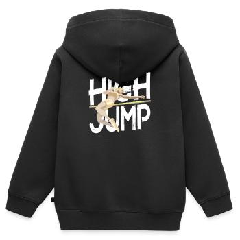 Hochsprung - Hochspringer - Kinder Premium Organic Zip Hoodie - Schwarz - Hinten - AI Model Kid Male (0cm)