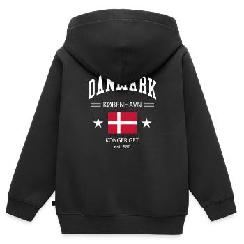 Dänemark - Kinder Premium Organic Zip Hoodie - Schwarz - Hinten - AI Model Kid Male (0cm)
