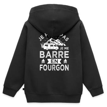 je peux pas barre en fourgon camping car - Sweat Premium à capuche zippé enfant bio - noir - Dos - AI Model Kid Male (0cm)
