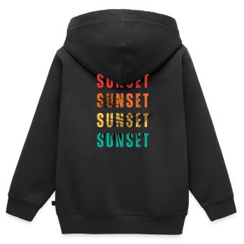 coucher de soleil - Sweat Premium à capuche zippé enfant bio - noir - Dos - AI Model Kid Male (0cm)