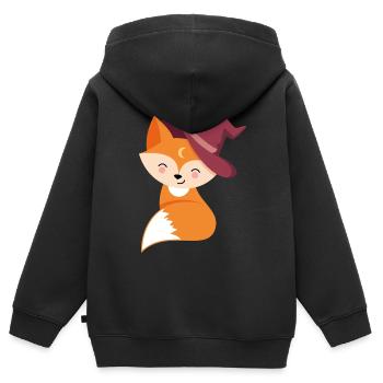 Fuchs mit Zauberhut - Kinder Premium Organic Zip Hoodie - Schwarz - Hinten - AI Model Kid Male (0cm)