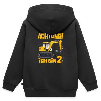 ich bin schon 2 - Kinder Premium Organic Zip Hoodie - Schwarz - Hinten - AI Model Kid Male (0cm)