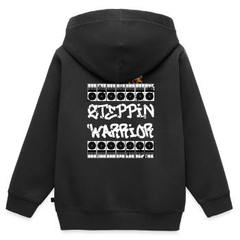 Guerrier des steppins - Sweat Premium à capuche zippé enfant bio - noir - Dos - AI Model Kid Male (0cm)