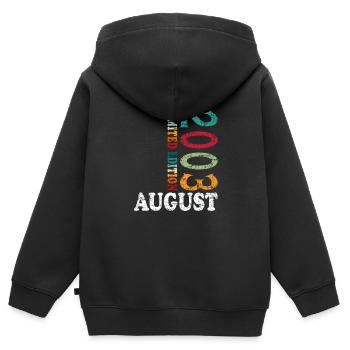 August 2003 Anniversary August 2003 August - Kids Premium Organic Zip-up Hoodie - black - Back - AI Model Kid Male (0cm)