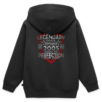 Septembre 2005 Anniversaire Septembre 2005 Septembre - Sweat Premium à capuche zippé enfant bio - noir - Dos - AI Model Kid Male (0cm)