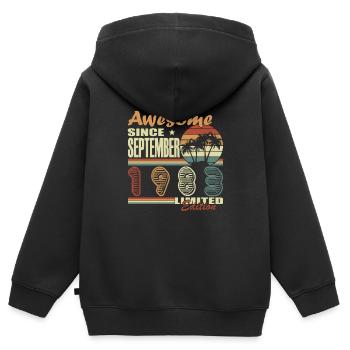 Septembre 1983 Anniversaire Septembre 1983 Septembre - Sweat Premium à capuche zippé enfant bio - noir - Dos - AI Model Kid Male (0cm)