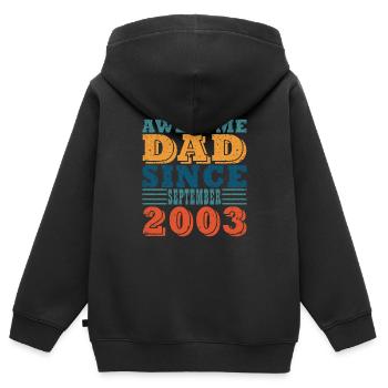 20e anniversaire Année Septembre 2003 Original 20 - Sweat Premium à capuche zippé enfant bio - noir - Dos - AI Model Kid Male (0cm)