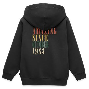 Octobre 1983 Anniversaire Octobre 1983 Octobre - Sweat Premium à capuche zippé enfant bio - noir - Dos - AI Model Kid Male (0cm)